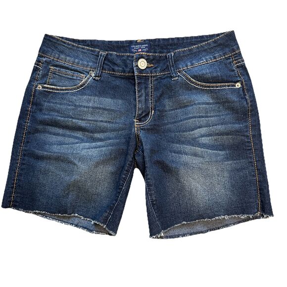 U.S. Polo Assn. Womans Blue Denim Cut Off Vintage Y2K Jean Shorts 7/8 - Picture 1 of 3